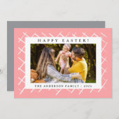 Elegant Minimalist Pattern Happy Easter 1 Photo シーズンカード (正面/裏面)