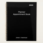 Elegant Minimalist Personalized Logo Black Planner プランナー手帳 (正面)