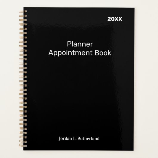 Elegant Minimalist Personalized Logo Black Planner プランナー手帳 (正面)
