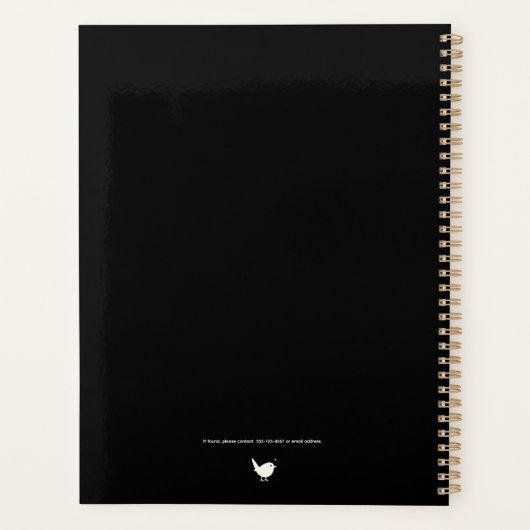 Elegant Minimalist Personalized Logo Black Planner プランナー手帳 (裏面)