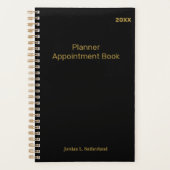 Elegant Minimalist Personalized Logo Black Planner プランナー手帳 (正面)