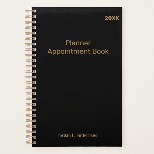 Elegant Minimalist Personalized Logo Black Planner プランナー手帳 (正面)