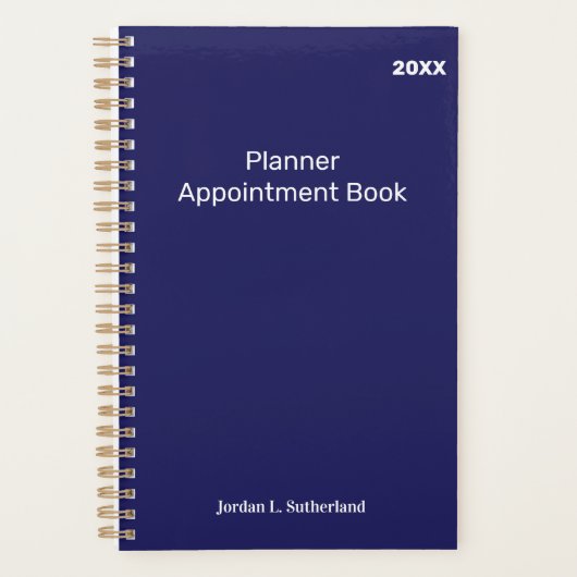 Elegant Minimalist Personalized Logo Blue Planner プランナー手帳 (正面)