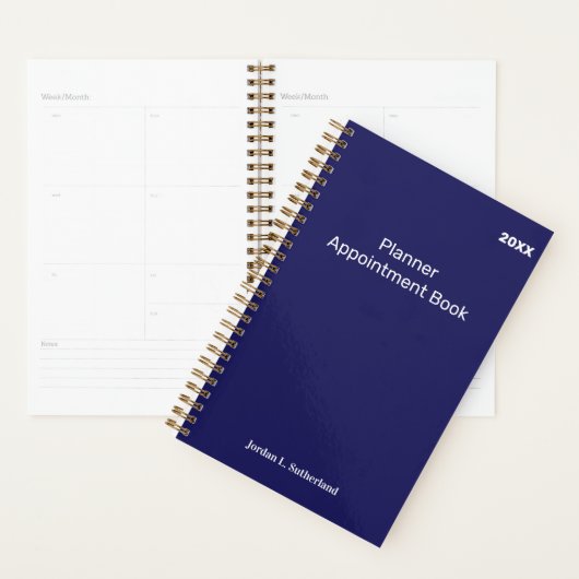 Elegant Minimalist Personalized Logo Blue Planner プランナー手帳 (ディスプレー)