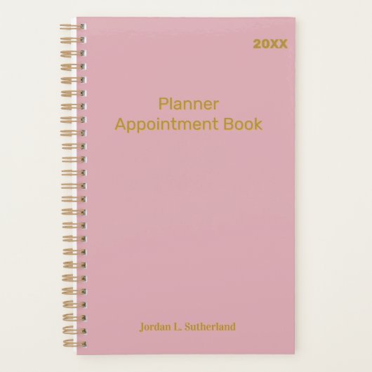 Elegant Minimalist Personalized Logo Pink Planner プランナー手帳 (正面)