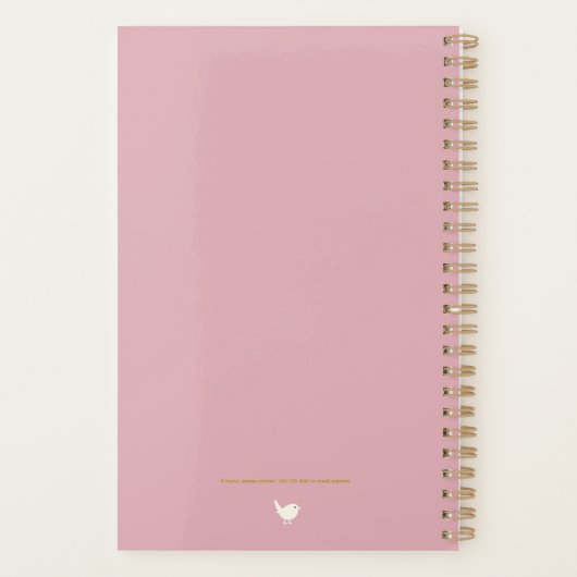 Elegant Minimalist Personalized Logo Pink Planner プランナー手帳 (裏面)
