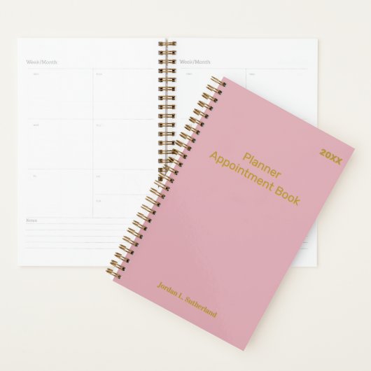 Elegant Minimalist Personalized Logo Pink Planner プランナー手帳 (ディスプレー)