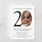 Elegant Minimalist Photo 20th Birthday 招待状 (正面)