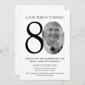 Elegant Minimalist Photo 80th Birthday 招待状 (正面/裏面)