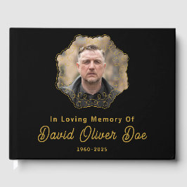 Elegant Minimalist Photo Classic Memorial Funeral ゲストブック