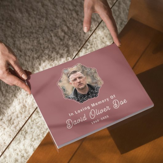 Elegant Minimalist Photo Classic Memorial Funeral ゲストブック