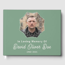 Elegant Minimalist Photo Classic Memorial Funeral ゲストブック