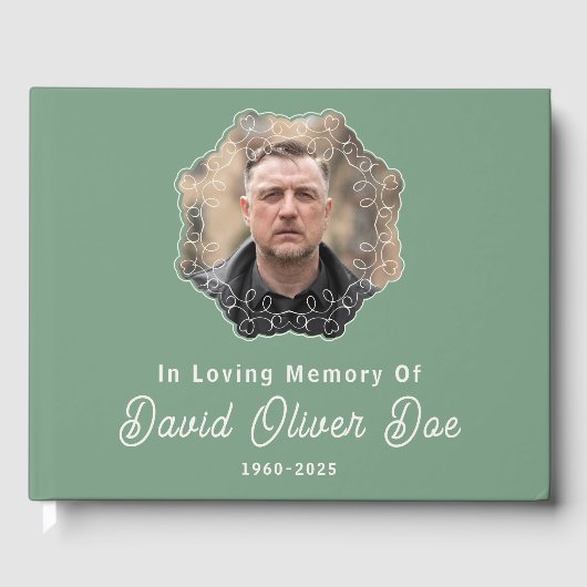 Elegant Minimalist Photo Classic Memorial Funeral ゲストブック (正面)