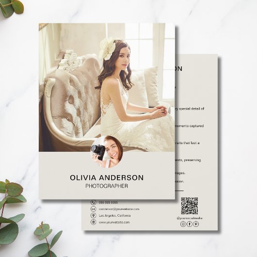 Elegant Minimalist Photo QR Wedding Photographer チラシ