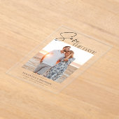 Elegant Minimalist Photo Save the Date アクリル招待状 (レイダウン)