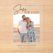 Elegant Minimalist Photo Save the Date アクリル招待状 (正面)