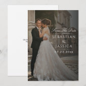 Elegant Minimalist Photo Save The Date 招待状 (正面/裏面)