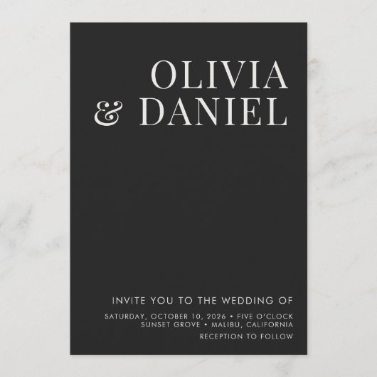 Elegant Minimalist Photo Wedding 招待状 (正面)