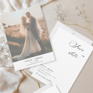 Elegant Minimalist Photo wedding Save The Date  セーブザデート