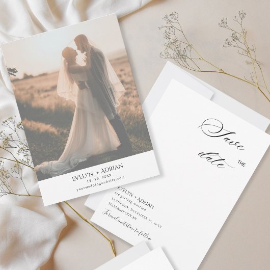 Elegant Minimalist Photo wedding Save The Date セーブザデート