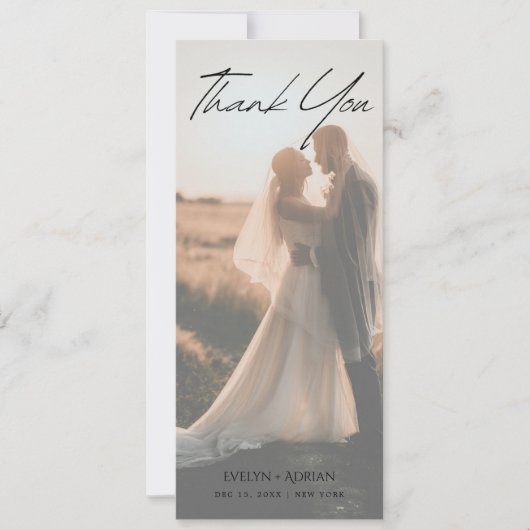 Elegant Minimalist Photo wedding Thank You Card (正面)
