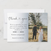 Elegant Minimalist Photo Wedding Thank You Card サンキューカード (正面)