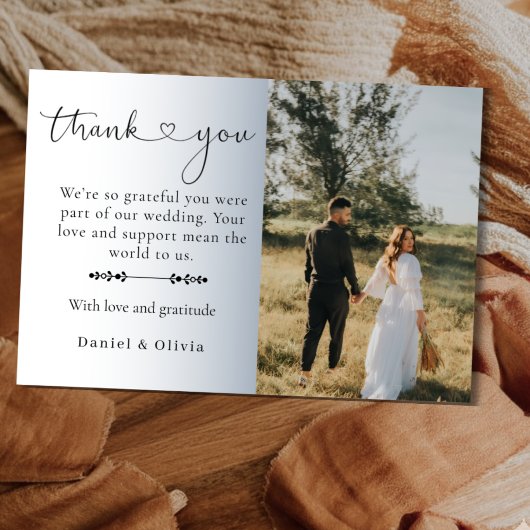 Elegant Minimalist Photo Wedding Thank You Card サンキューカード