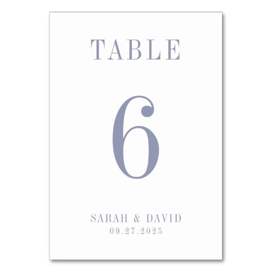 Elegant Minimalist Powder Blue Wedding テーブルナンバー (正面)