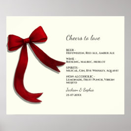 Elegant Minimalist Red Bow Simple Elegant Menu Sig ポスター