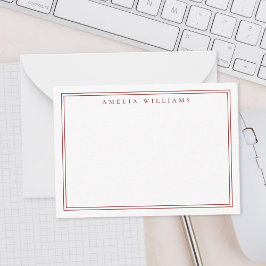 Elegant Minimalist Red Two Border ノートカード