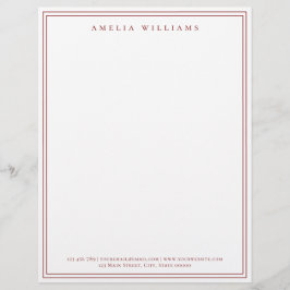 Elegant Minimalist Red Two Border レターヘッド