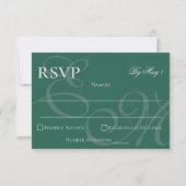 Elegant Minimalist Sage Green Monogram Wedding  出欠カード (正面)