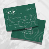 Elegant Minimalist Sage Green Monogram Wedding  出欠カード