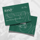 Elegant Minimalist Sage Green Monogram Wedding  出欠カード