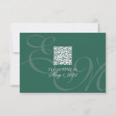 Elegant Minimalist Sage Green Monogram Wedding  出欠カード (裏面)