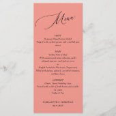Elegant Minimalist Salmon Wedding Menu メニュー (正面)