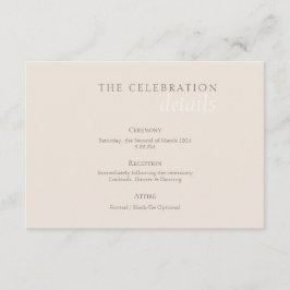 Elegant Minimalist Sand Warm Taupe Wedding エンクロージャーカード
