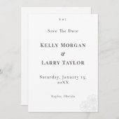 Elegant Minimalist Save the Date Wedding Card セーブザデート (正面/裏面)