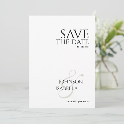 Elegant Minimalist Save The Date Wedding Card 招待状 (スタンド正面)