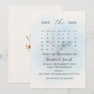 Elegant Minimalist Save the Date Wedding Invitatio 招待状