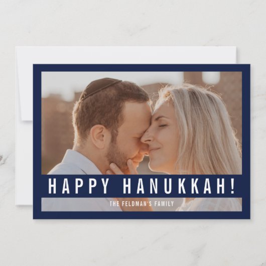 Elegant Minimalist Script Happy Hanukkah Photo シーズンカード (正面)