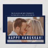 Elegant Minimalist Script Happy Hanukkah Photo シーズンカード (正面/裏面)