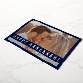 Elegant Minimalist Script Happy Hanukkah Photo  箔シーズンカード (回転した状態)