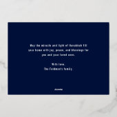 Elegant Minimalist Script Happy Hanukkah Photo  箔シーズンカード (裏面)