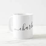 Elegant Minimalist Script Modern Name Personalized コーヒーマグカップ<br><div class="desc">Elegant Script Name Personalized Coffee Mug in White</div>