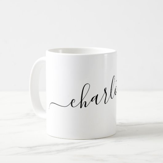 Elegant Minimalist Script Modern Name Personalized コーヒーマグカップ (正面左)
