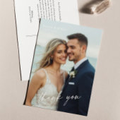 Elegant Minimalist Script Photo Wedding Postcard ポストカード