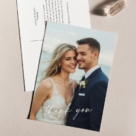 Elegant Minimalist Script Photo Wedding Postcard ポストカード