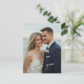 Elegant Minimalist Script Photo Wedding Postcard ポストカード (スタンド正面)