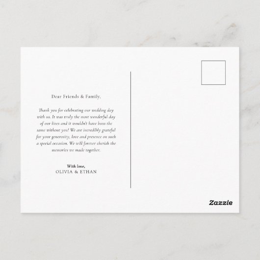 Elegant Minimalist Script Photo Wedding Postcard ポストカード (裏面)